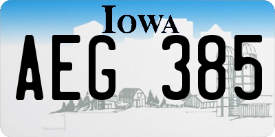 IA license plate AEG385