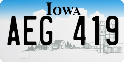 IA license plate AEG419