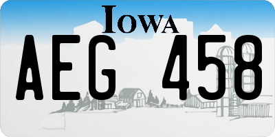 IA license plate AEG458