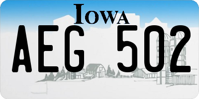 IA license plate AEG502