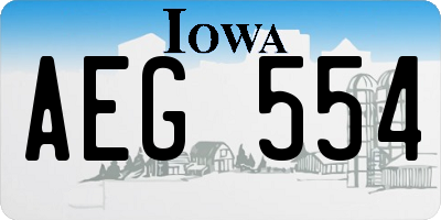 IA license plate AEG554