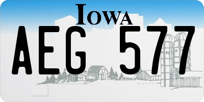IA license plate AEG577