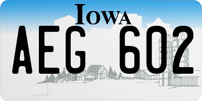 IA license plate AEG602