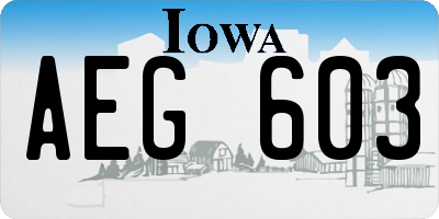 IA license plate AEG603