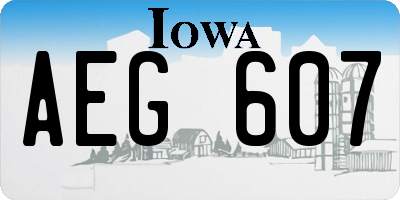 IA license plate AEG607