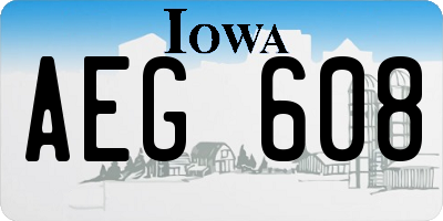 IA license plate AEG608