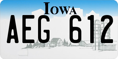 IA license plate AEG612
