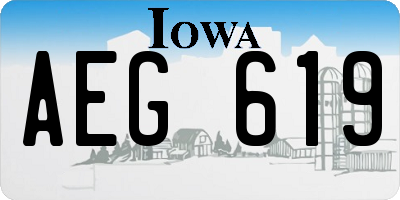 IA license plate AEG619