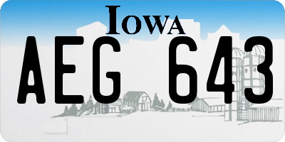 IA license plate AEG643