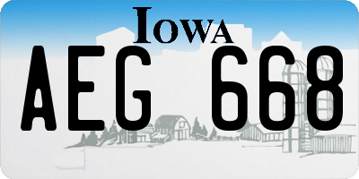 IA license plate AEG668