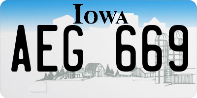IA license plate AEG669