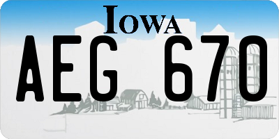 IA license plate AEG670
