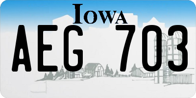IA license plate AEG703