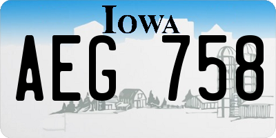 IA license plate AEG758