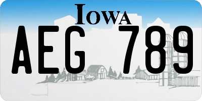 IA license plate AEG789