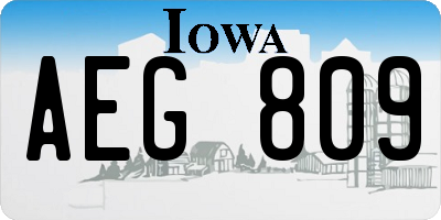 IA license plate AEG809