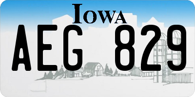 IA license plate AEG829