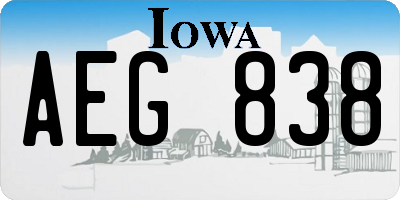 IA license plate AEG838