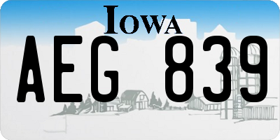 IA license plate AEG839