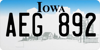 IA license plate AEG892