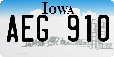 IA license plate AEG910