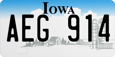 IA license plate AEG914