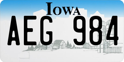 IA license plate AEG984