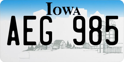 IA license plate AEG985