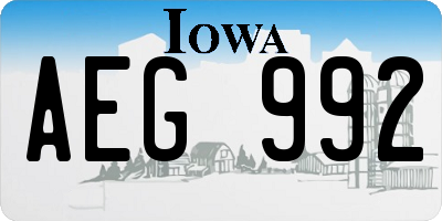 IA license plate AEG992