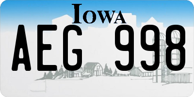 IA license plate AEG998