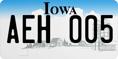 IA license plate AEH005