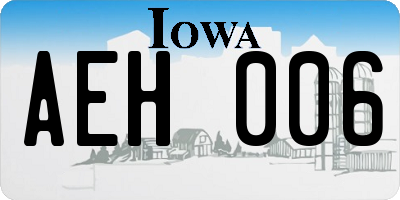 IA license plate AEH006