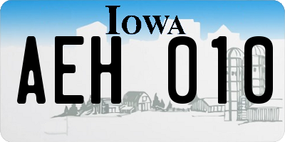 IA license plate AEH010