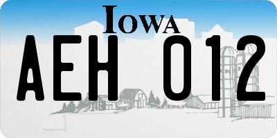 IA license plate AEH012