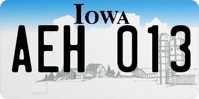 IA license plate AEH013