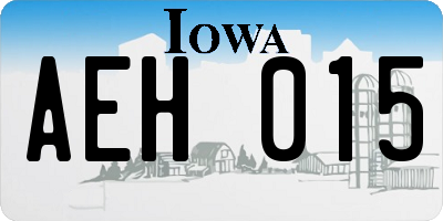 IA license plate AEH015