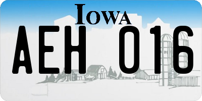 IA license plate AEH016