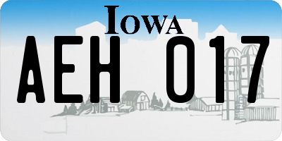 IA license plate AEH017