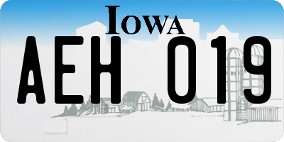 IA license plate AEH019