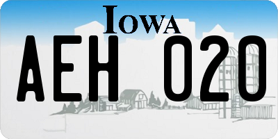 IA license plate AEH020
