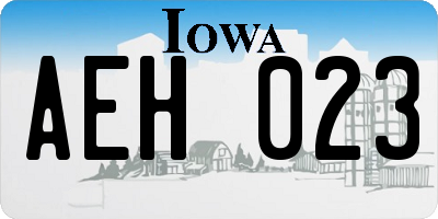 IA license plate AEH023