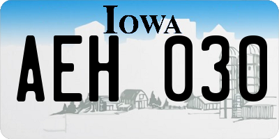 IA license plate AEH030