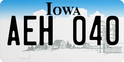 IA license plate AEH040
