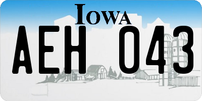 IA license plate AEH043