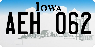 IA license plate AEH062