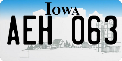 IA license plate AEH063