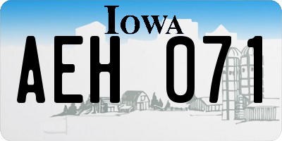 IA license plate AEH071