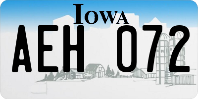 IA license plate AEH072