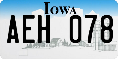 IA license plate AEH078