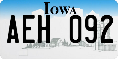 IA license plate AEH092